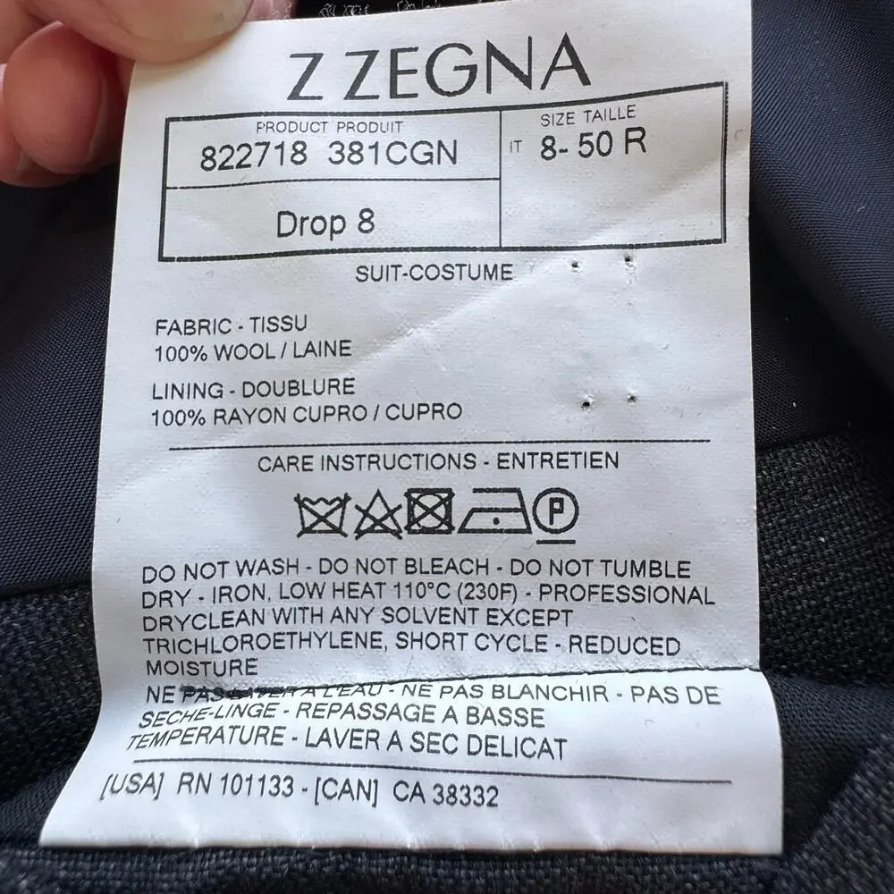 Z ZEGNA KILGORE TROUT Men's Charcoal Wool Blazer